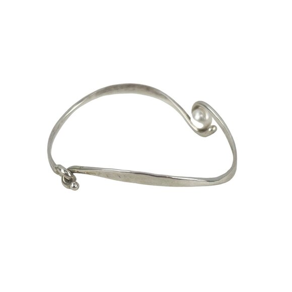 Pearl Curl Argentium Silver Tommy K Designs Hand Forged Curling Bracelet with 7. - Picture 7 of 11
